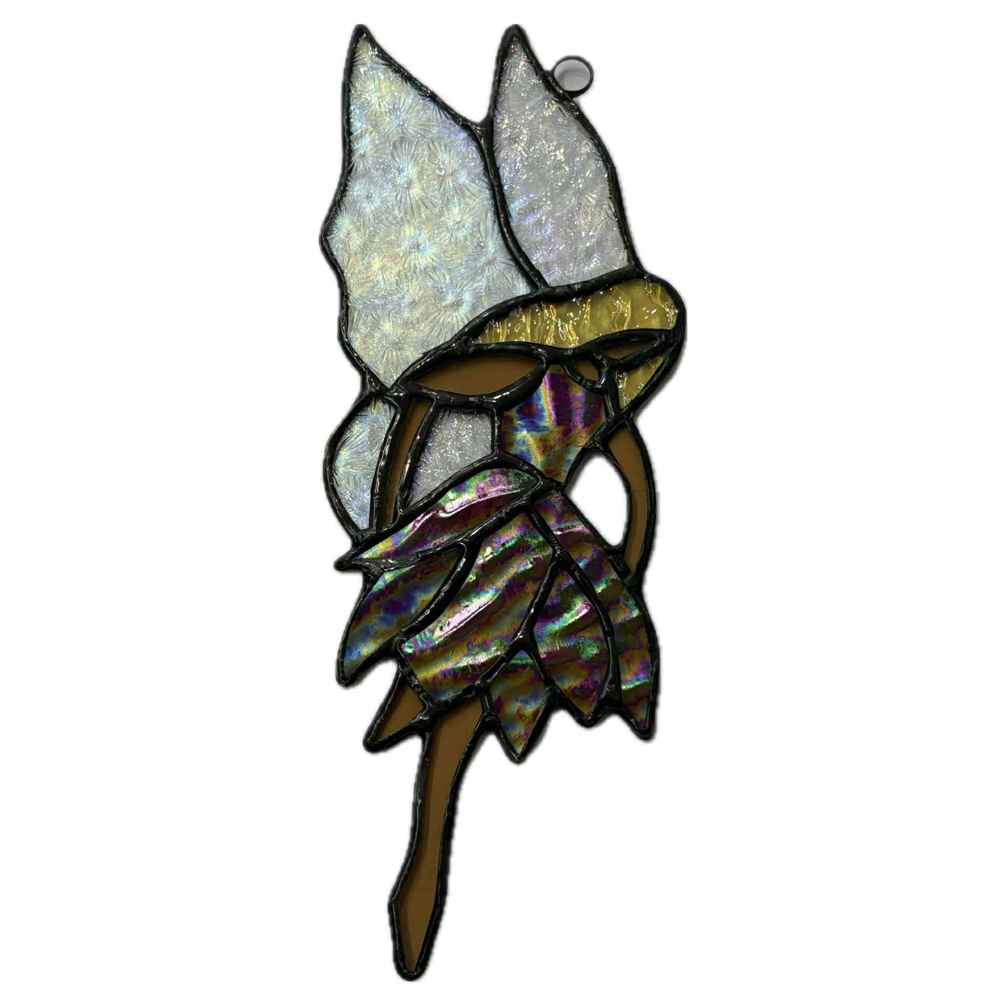 SWAN GLASS -IRIS BLOOM FLOWER FAIRY - Stained Glass Ornament