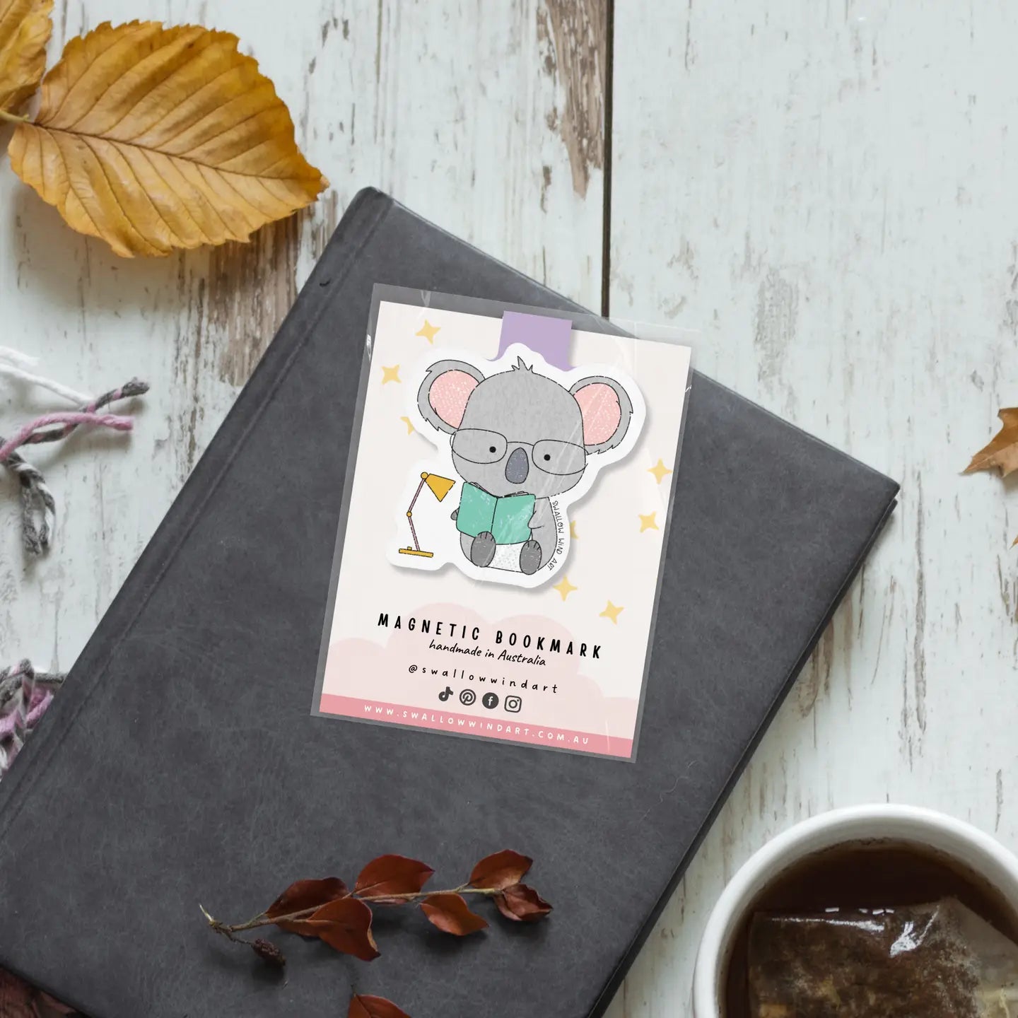 SWALLOW WIND ART - KOALA STUDY BUDY - MAGNETIC BOOKMARK