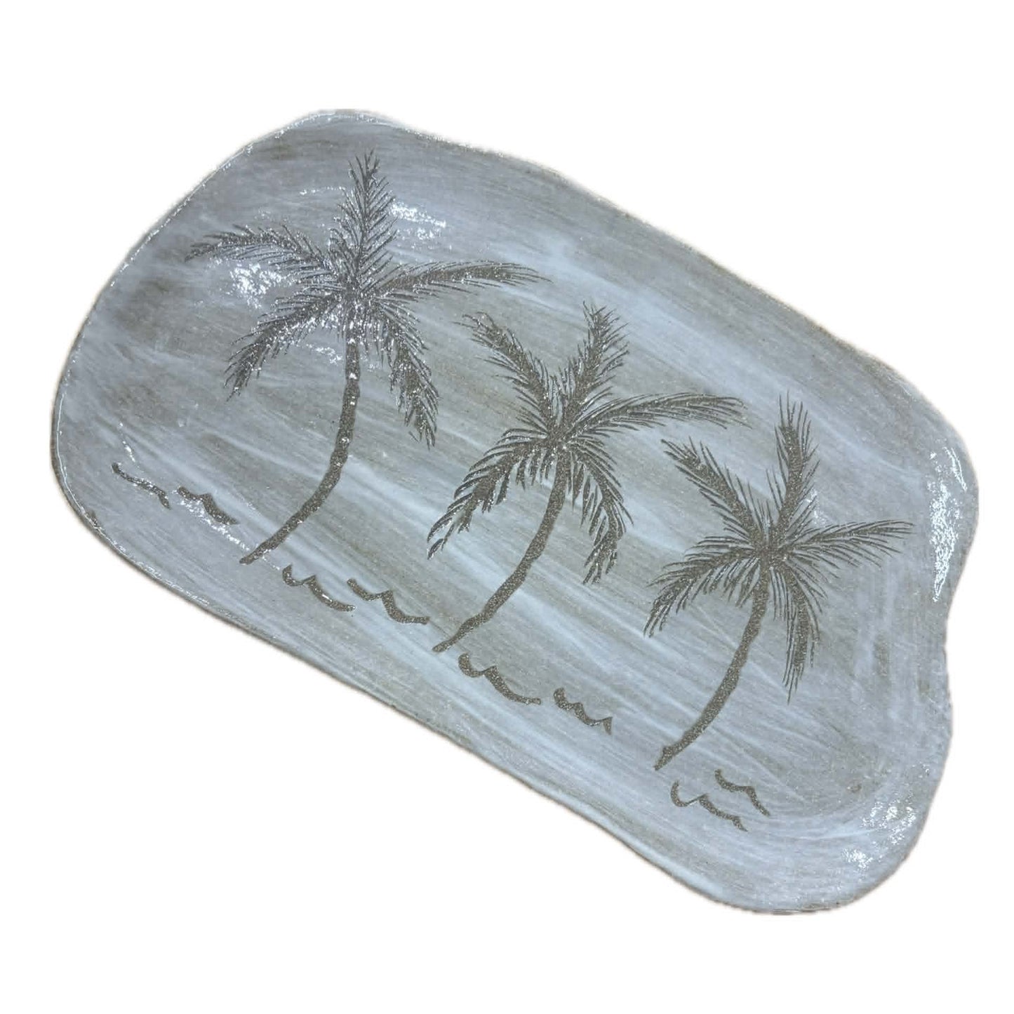 EARTH BY HAND- Hand Built "Palm Tree" Platter