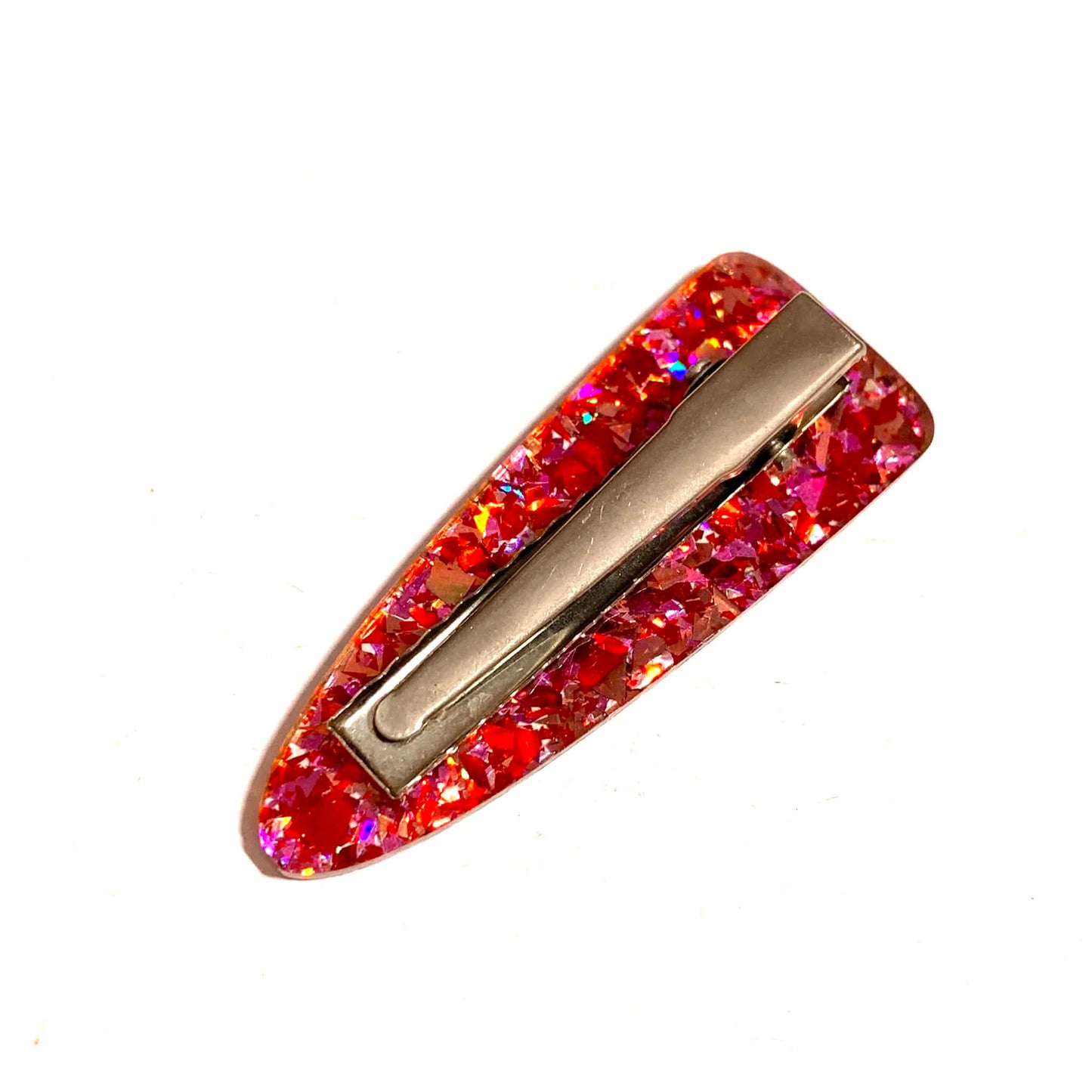 THIS BIRD HAS FLOWN - Red/Pink Glitter - Large Acrylic Alligator Hair Clip