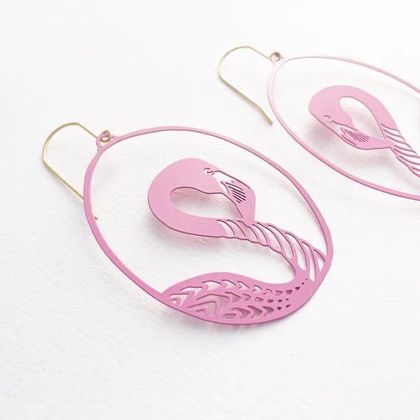 DENZ & CO- Pink Flamingos - DANGLE EARRINGS