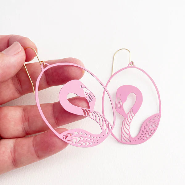 DENZ & CO- Pink Flamingos - DANGLE EARRINGS