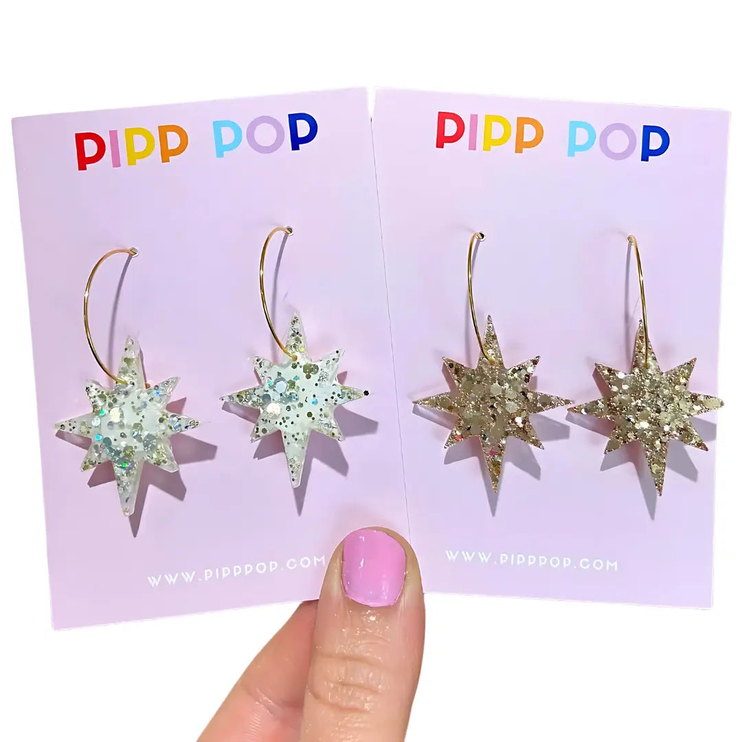 PIPP POP- Glitter Star Dangles - Gold