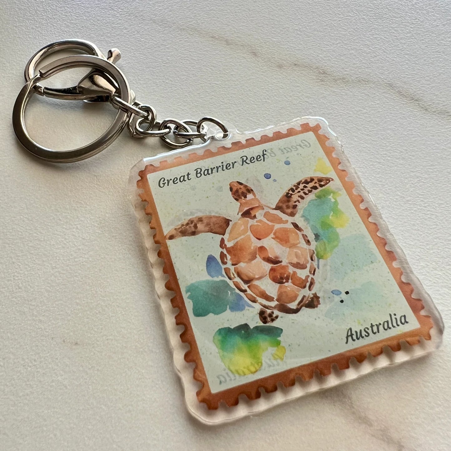 ESZTER'S CREATIONS - "Green Turtle" Acrylic Keychain