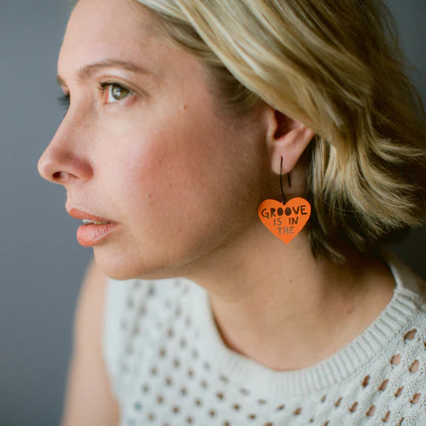 DENZ & CO - Mini "Groove is in the Heart" in Orange - DANGLE EARRINGS