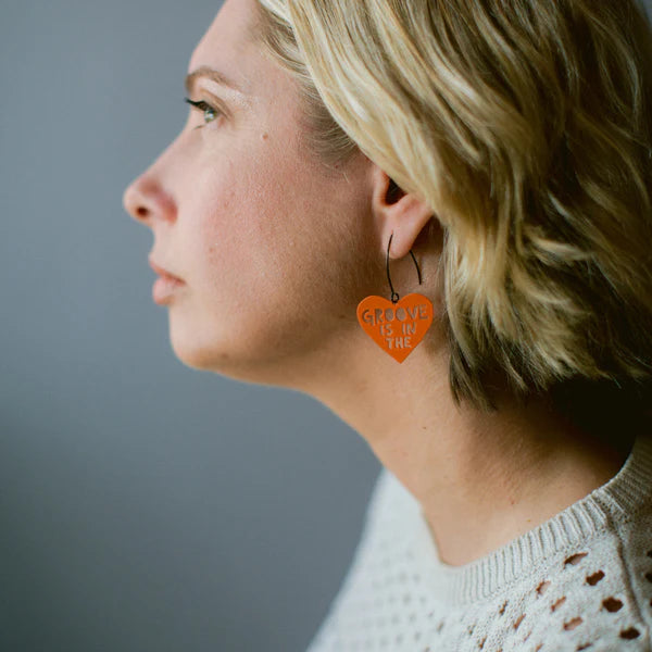 DENZ & CO - Mini "Groove is in the Heart" in Orange - DANGLE EARRINGS