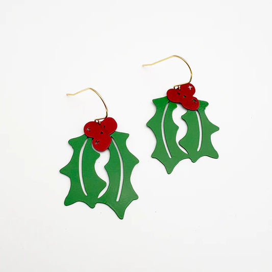 DENZ & CO- Midi Holly dangle earrings in Red/Green - DANGLE EARRINGS