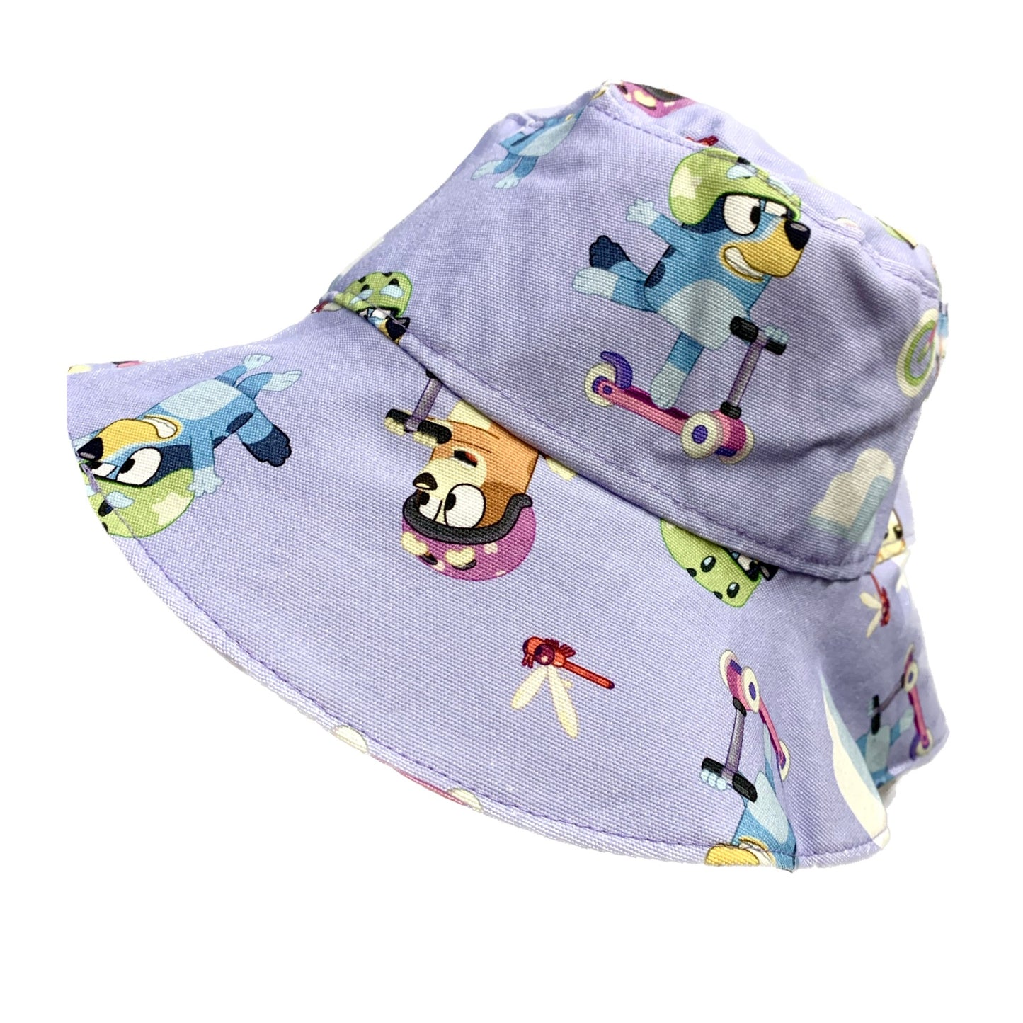 Teacups n Quilts- Wheelie Bluey & Bingo Fabric Hat- Kids Size Large