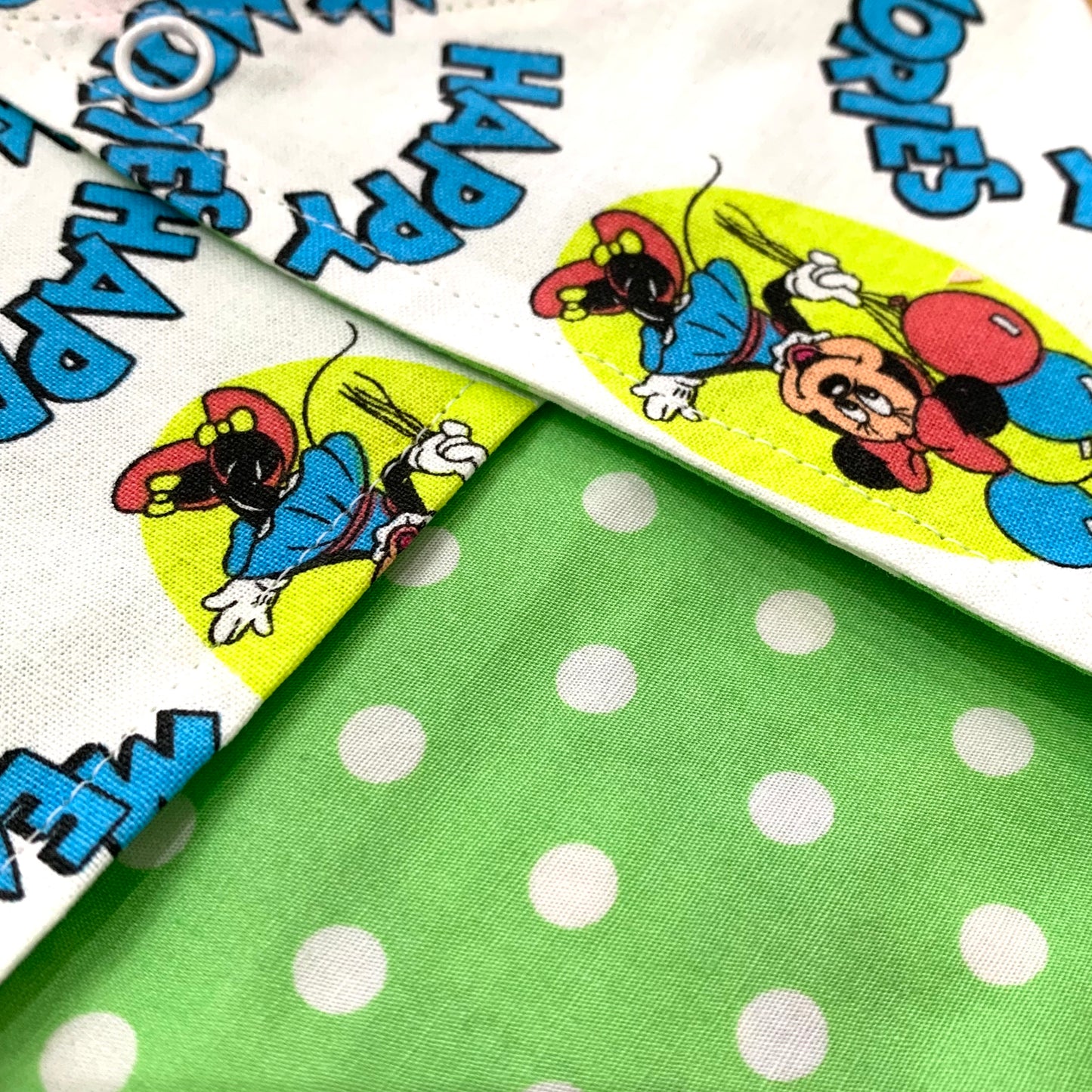 MAKIN' WHOOPEE - Medium Pet Bandana- White Minnie Mouse & Green Polka Dots