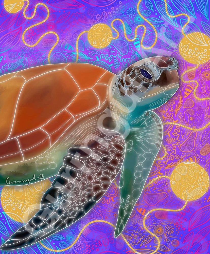Gurrngul Art - 'Ngawiya' Turtle Close Up Greeting Card