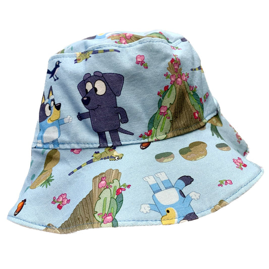 Teacups n Quilts- Outdoors Bluey & Friends Fabric Hat- Kids Size Large