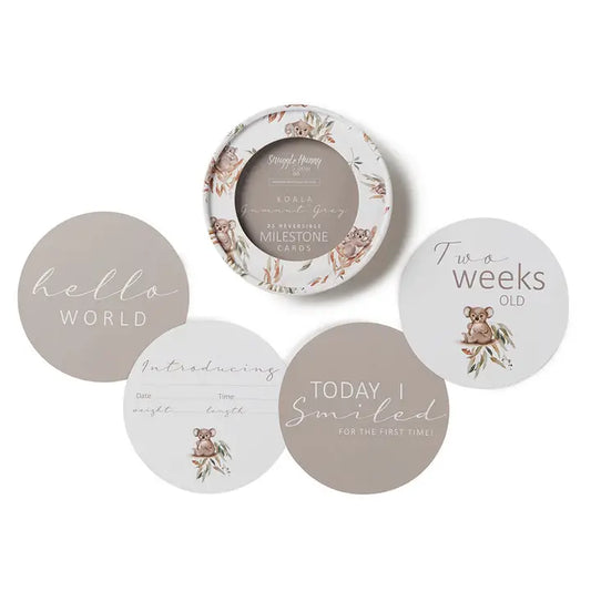 SNUGGLE HUNNY Koala & Gumnut Grey Reversible Milestone Cards