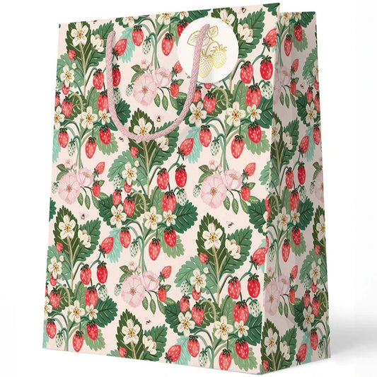 BESPOKE LETTERPRESS - "Strawberries" Large Gift Bag