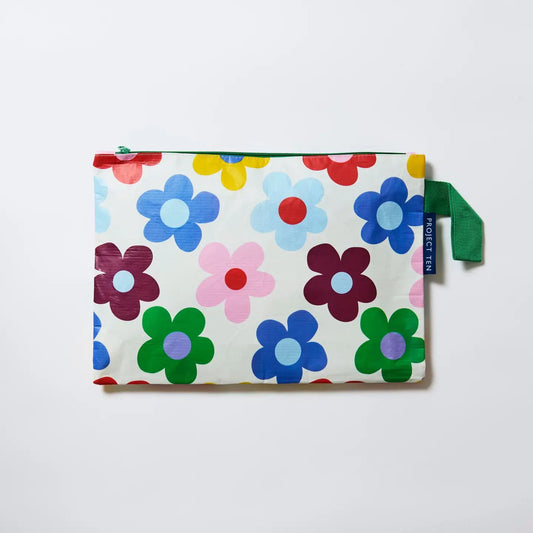PROJECT TEN - "Sunny Floral"- LARGE Zip Pouch