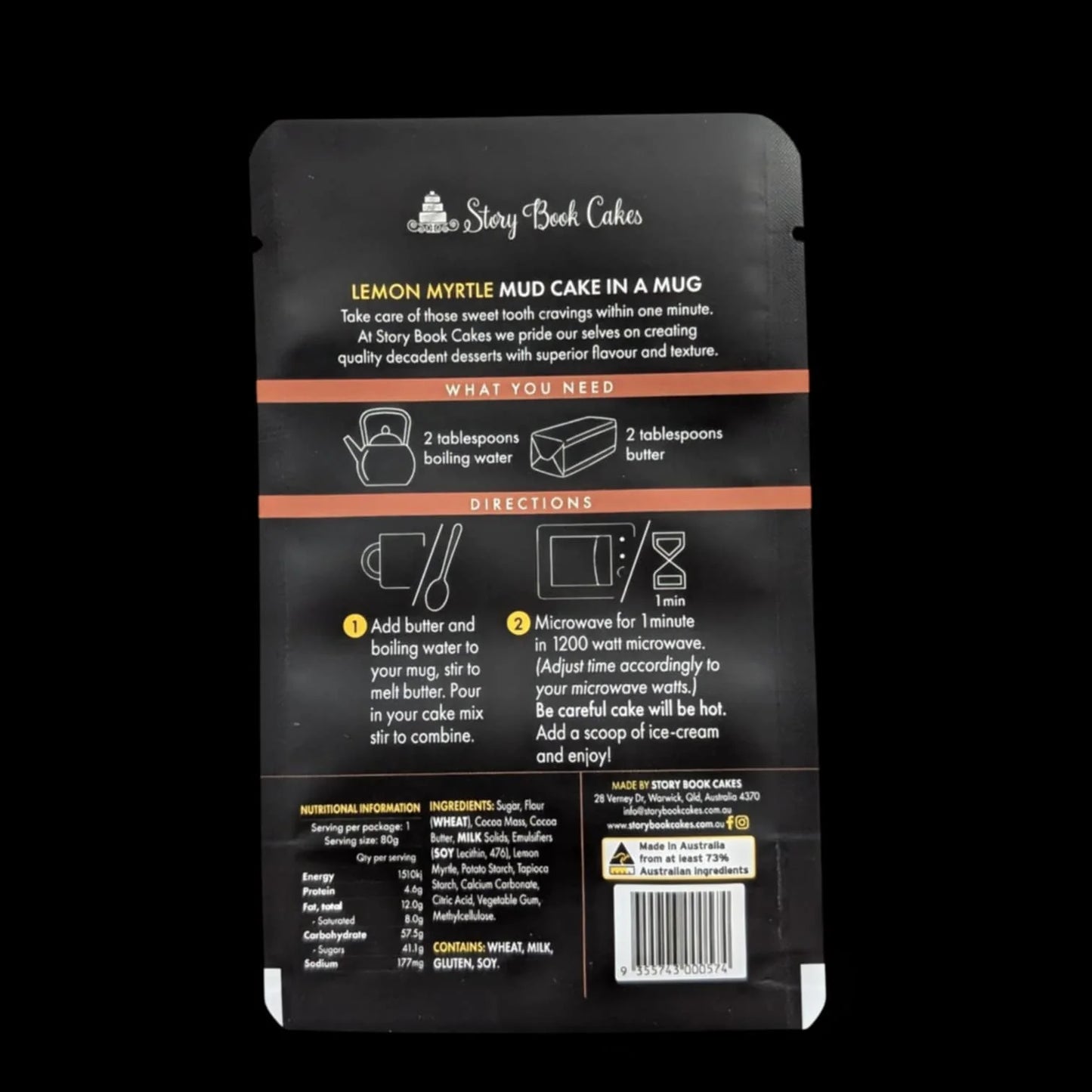 STORYBOOK CAKES - Lemon Myrtle Mud Cake in a Mug