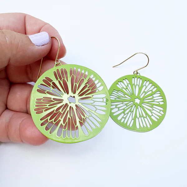 DENZ & CO- Citrus Slice in Lime- DANGLE EARRINGS