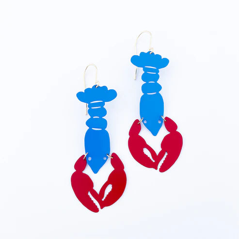 DENZ & CO - Lobsters - Red & Blue Painted steel dangles