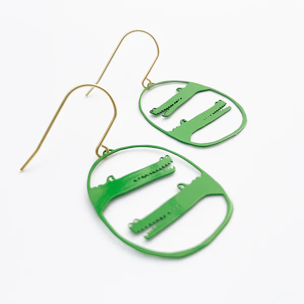 DENZ & CO- Mini Crocs in Green- DANGLE EARRINGS