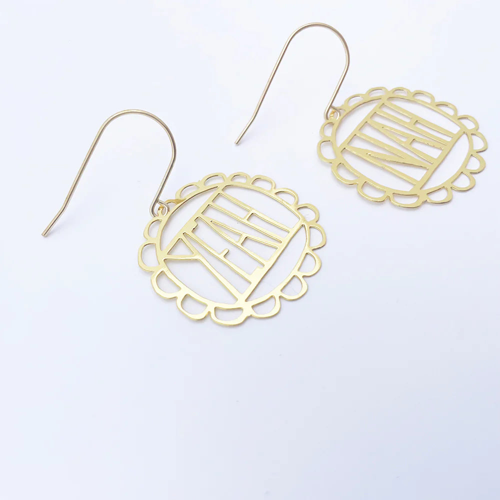 DENZ & CO- Mini "Yeah Nah" IN GOLD- DANGLE EARRINGS