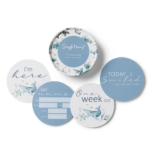 SNUGGLE HUNNY Ocean & Indigo Reversible Milestone Cards