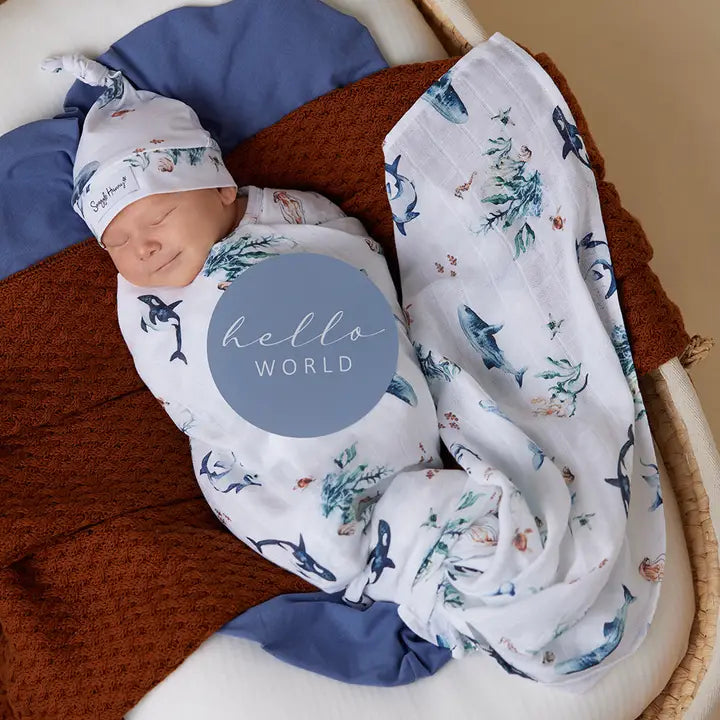 SNUGGLE HUNNY Ocean Organic Muslin Wrap