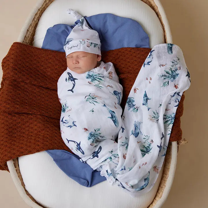 SNUGGLE HUNNY Ocean Organic Muslin Wrap