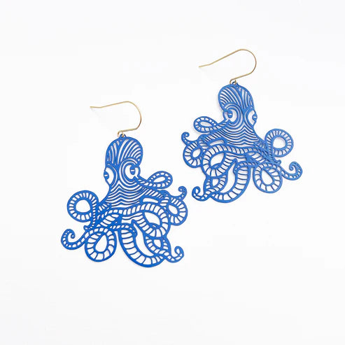 DENZ & CO - Octopus in Blue - DANGLE EARRINGS
