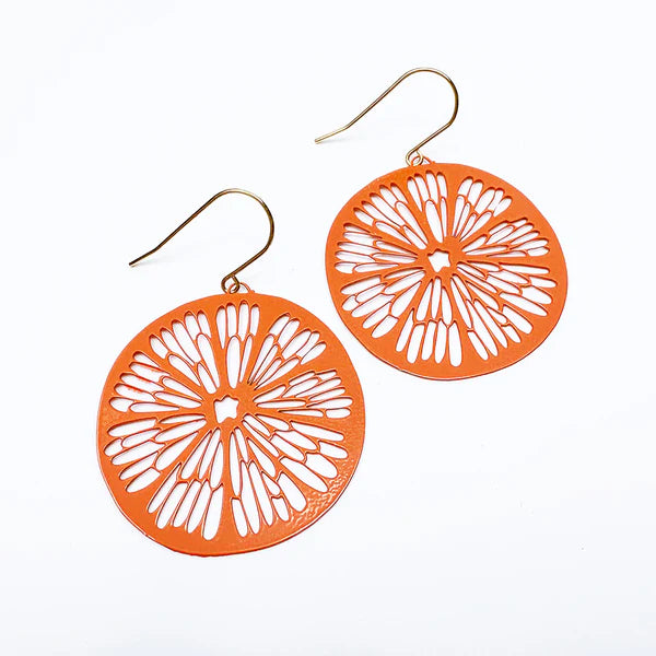 DENZ & CO- Citrus Slice in Orange- DANGLE EARRINGS