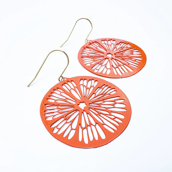 DENZ & CO- Citrus Slice in Orange- DANGLE EARRINGS