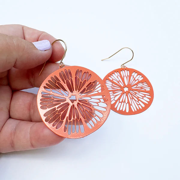 DENZ & CO- Citrus Slice in Orange- DANGLE EARRINGS