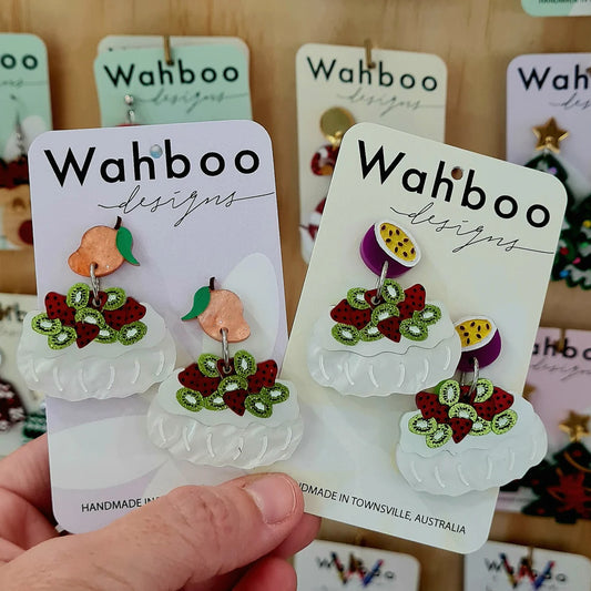 WAHBOO- Christmas Pavlova Dangle Earrings - Passionfruit