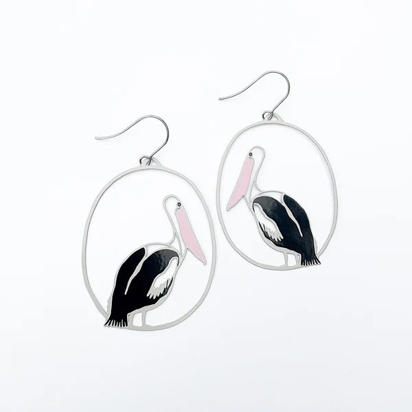 DENZ & CO- Pelican earrings in Grey/Black/Pink - DANGLE EARRINGS