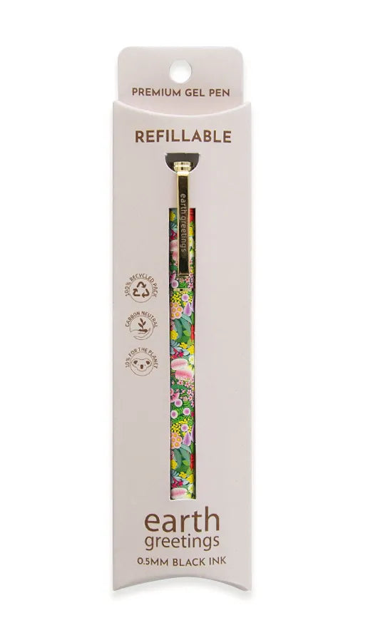 EARTH GREETINGS- Premium Refillable Metal Roller Pen - Native Gems - Claire Ishino