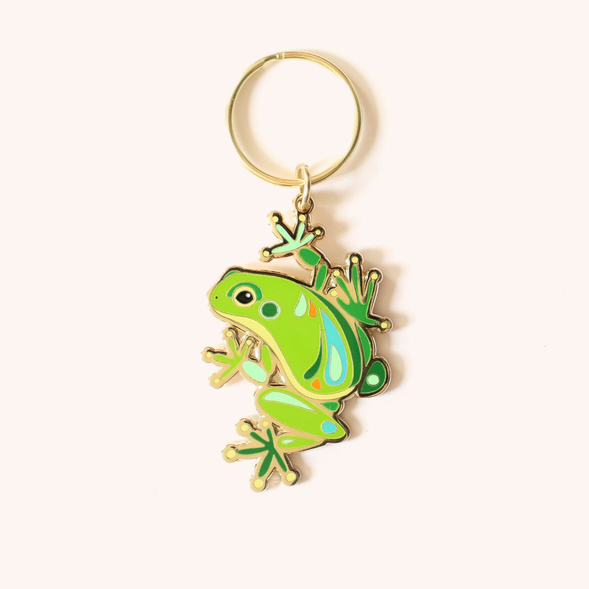 PETE CROMER - Green Tree Frog Enamel Keychain