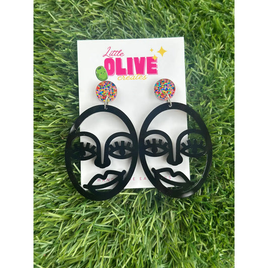 LITTLE OLIVE CREATES - Picasso Inspired Abstract Face Dangle Earrings