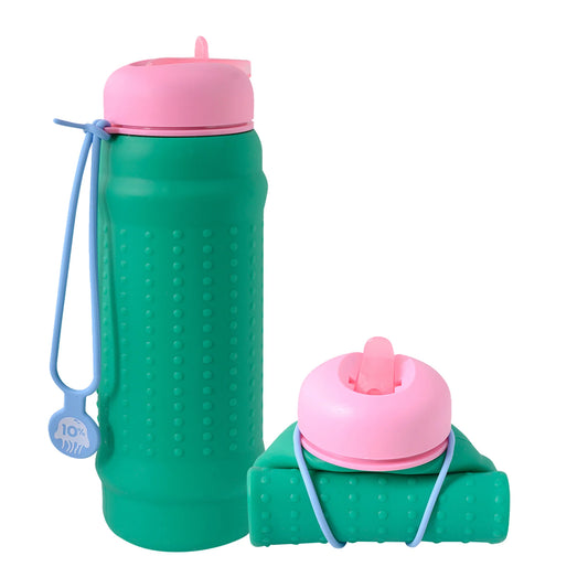 ROLLA BOTTLE - Collapsible Bottle - Green Pink & Dusty Blue