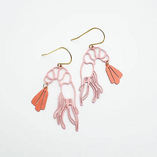 DENZ & CO- Midi Prawn dangle earrings in Coral - DANGLE EARRINGS