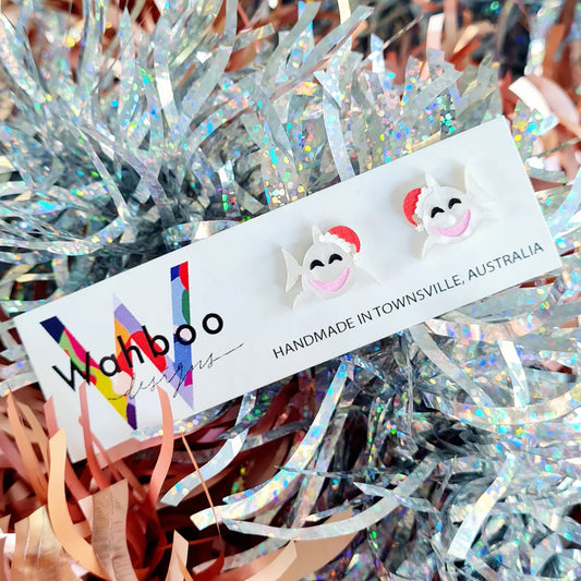 WAHBOO- Christmas Shark Stud Earrings