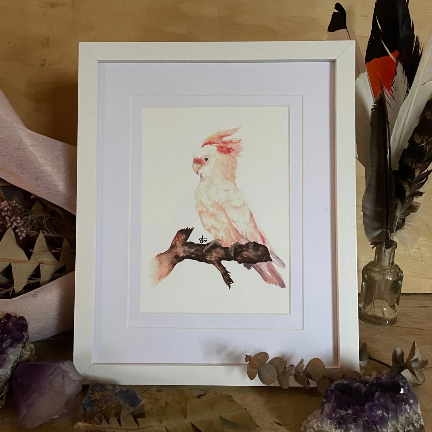 Shanna Trees Creations- "Major Mitchell/ Pink Cockatoo" A4 Art Print