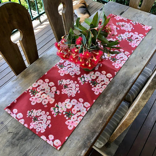 JOHN KLEIN- "Pink Gum Blossoms" Table Runner