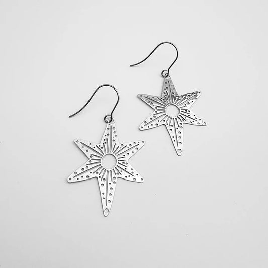 DENZ & CO- Midi Christmas Star earrings in Silver - DANGLE EARRINGS