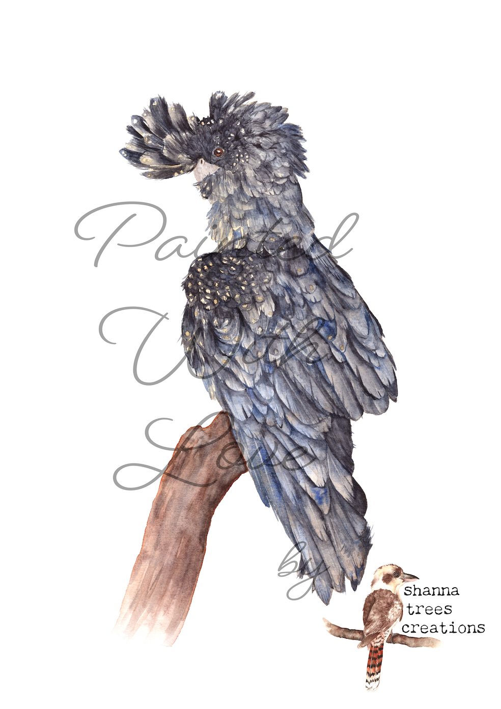 Shanna Trees Creations- "Black Cockatoo" A4 Art Print