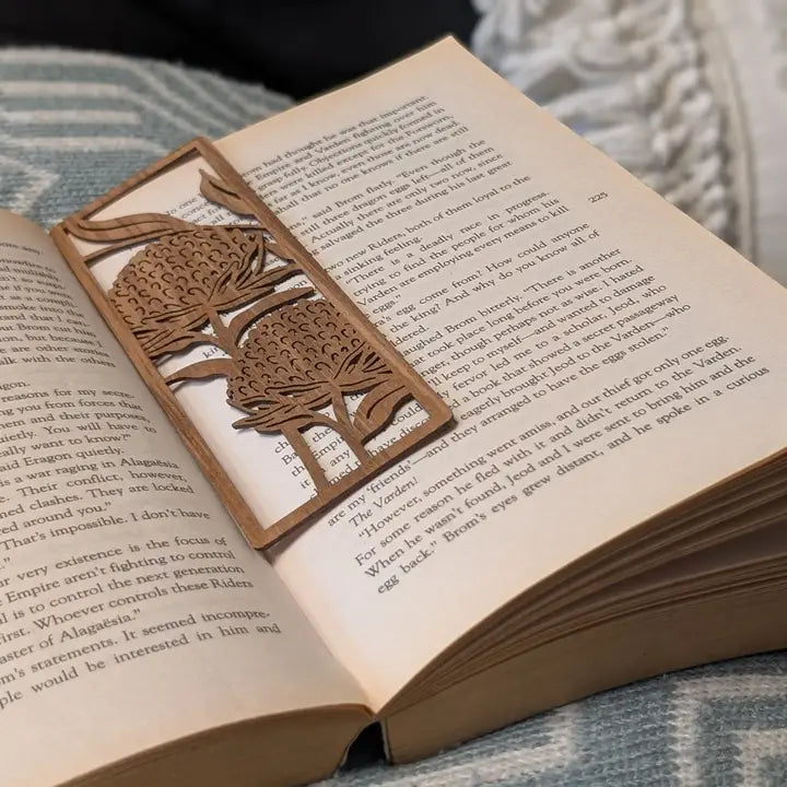 STRAYA ART- Waratah Flowers- Wooden Bookmark