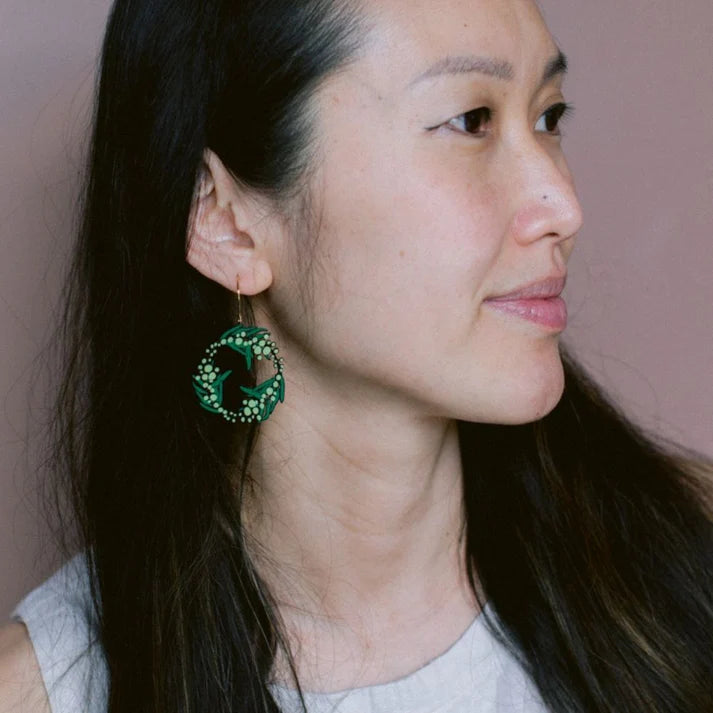 DENZ & CO- Wattle Wreath earrings in Black/Green/Yellow - DANGLE EARRINGS