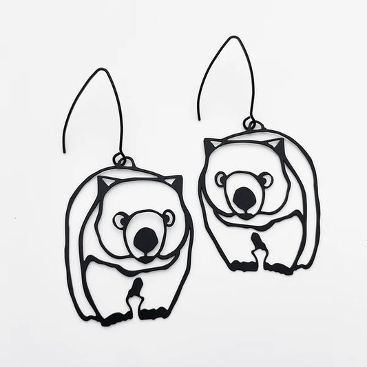 DENZ & CO - Wombats in Black - DANGLE EARRINGS