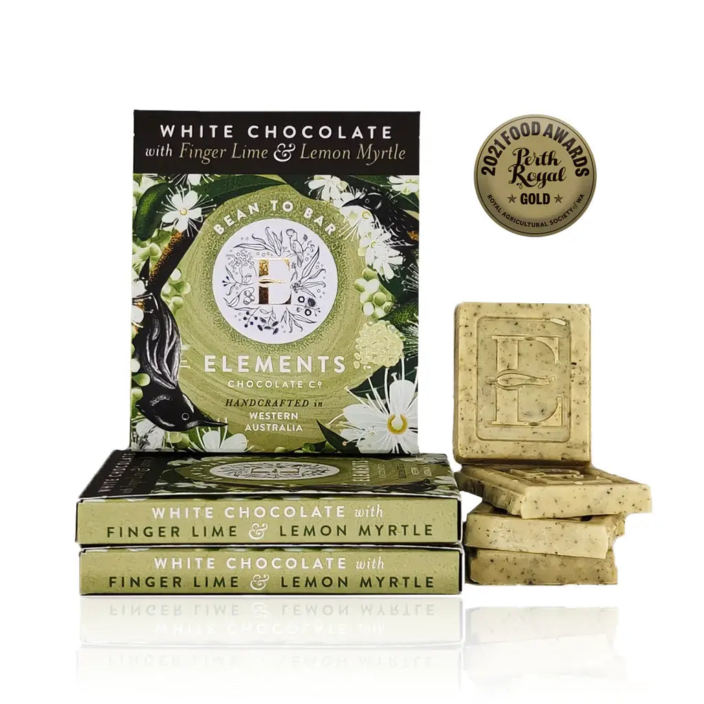 Elements Chocolate Co- White chocolate with Finger lime & Lemon Myrtle