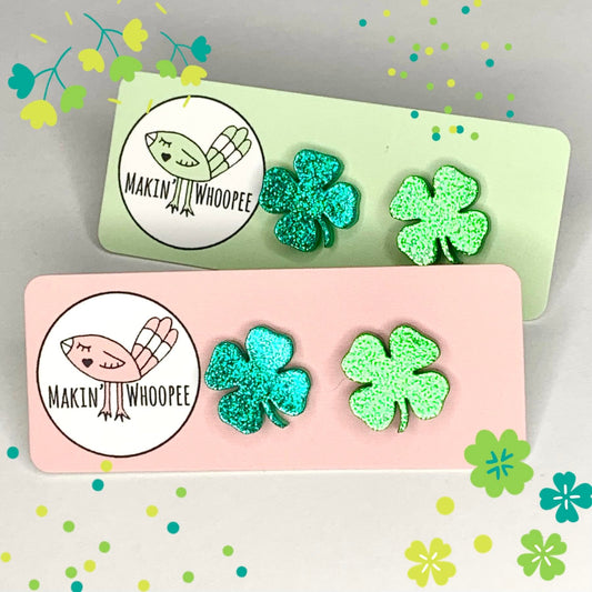 MAKIN' WHOOPEE - Mismatched 4 Leaf Clover Studs