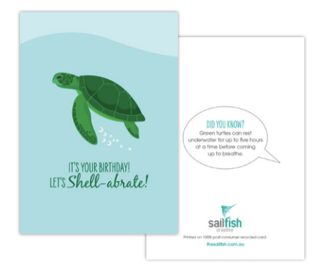 SAILFISH CREATIVE- "Lets Shell-abrate" Green Turtle Birthday Card