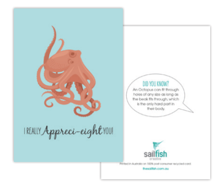 SAILFISH CREATIVE- "Appreci-eight" Octopus Greeting Card