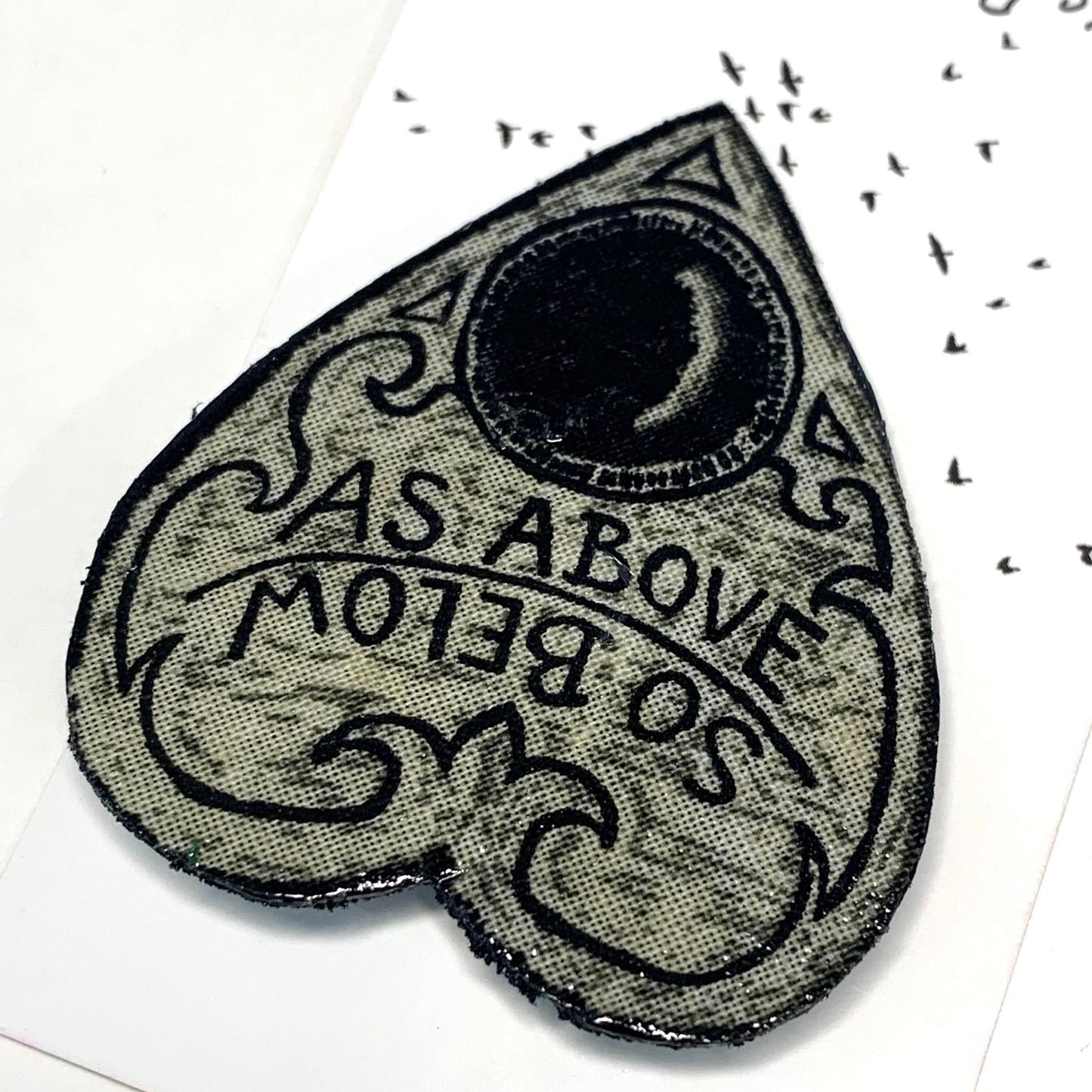 THIS BIRD HAS FLOWN- Halloween Fabric Remnant Brooches- Ouija